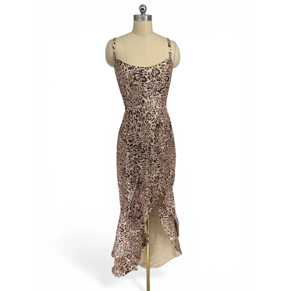 New! Hutch Alma Leopard Print Jacquard Midi‎ Dress Size 6 $339